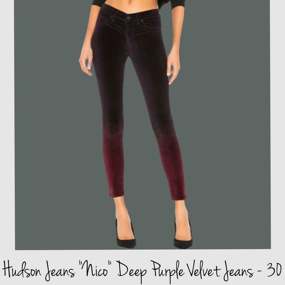 HUDSON Nico Black / Purple Ombre Velvet Jeans 30C